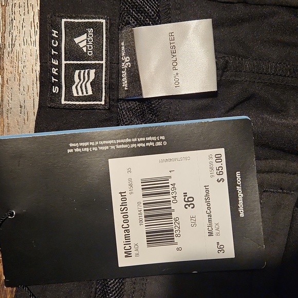 nwt ADIDAS climacool men's golf shorts 36 black flat front athletic bermudas new - Picture 2 of 4